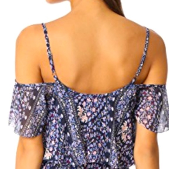PAIGE Blue Floral Ruffled Summer Blouse - Picture 9 of 10